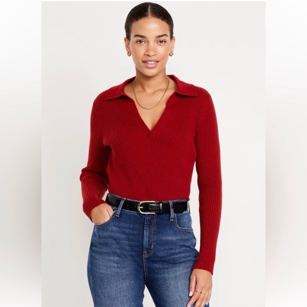 Old Navy Women's Deep Red V-Neck Sweater